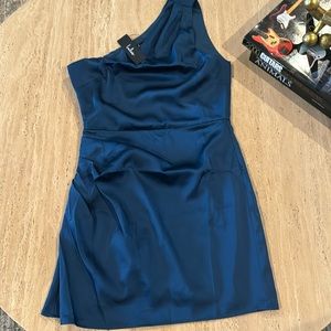 Lulu’s Love me tonight. Navy blue satin dress. Size S.